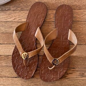 Tory Burch Brown logo sandals size 9 thora